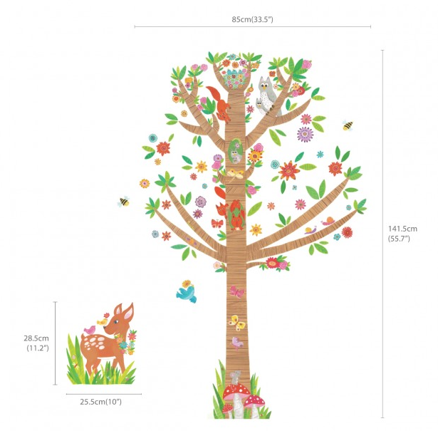 stick679 Παιδικά Αυτοκόλλητα Τοίχου Μεγάλο δέντρο με ζωάκια δάσους