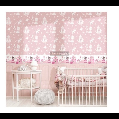 5408 Παιδική ταπετσαρία τοίχου ξύλο ρόζ