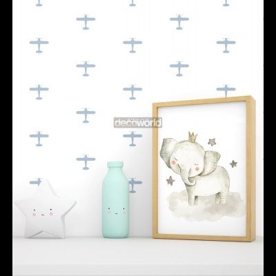 5421 Παιδική ταπετσαρία τοίχου με αεροπλάνα γαλάζιο