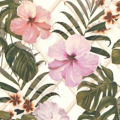 Τροπική Ταπετσαρία Τοίχου Με Φύλλα και Λουλούδια TR365181