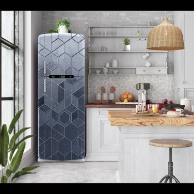 Αυτοκόλλητο ψυγείου γεωμετρικό μοτίβο μπλε PS90