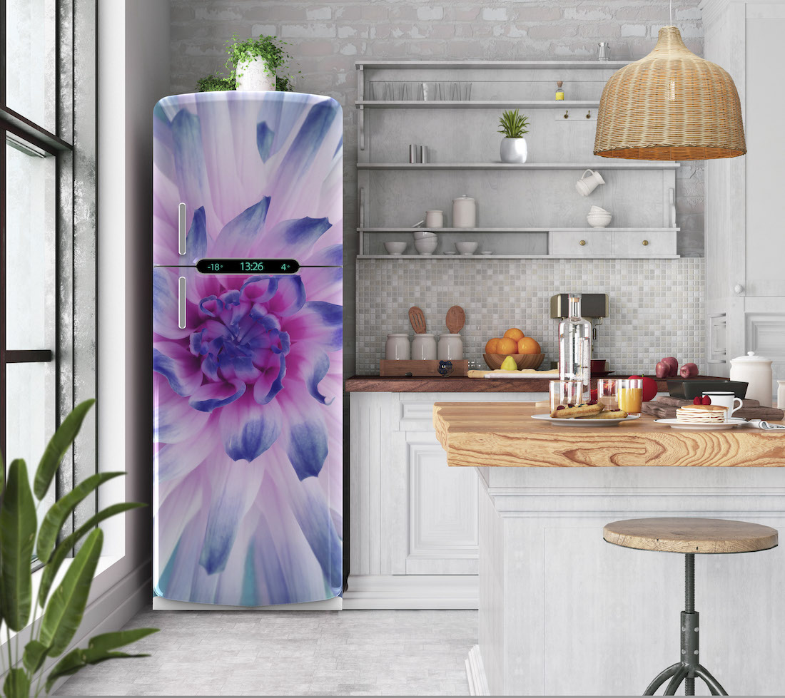 Αυτοκόλλητο ψυγείου μοβ λουλούδι PS233