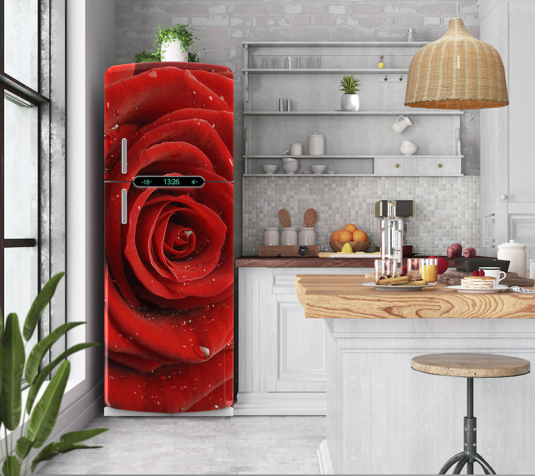Αυτοκόλλητο ψυγείου κόκκινο τριαντάφυλλο PS256