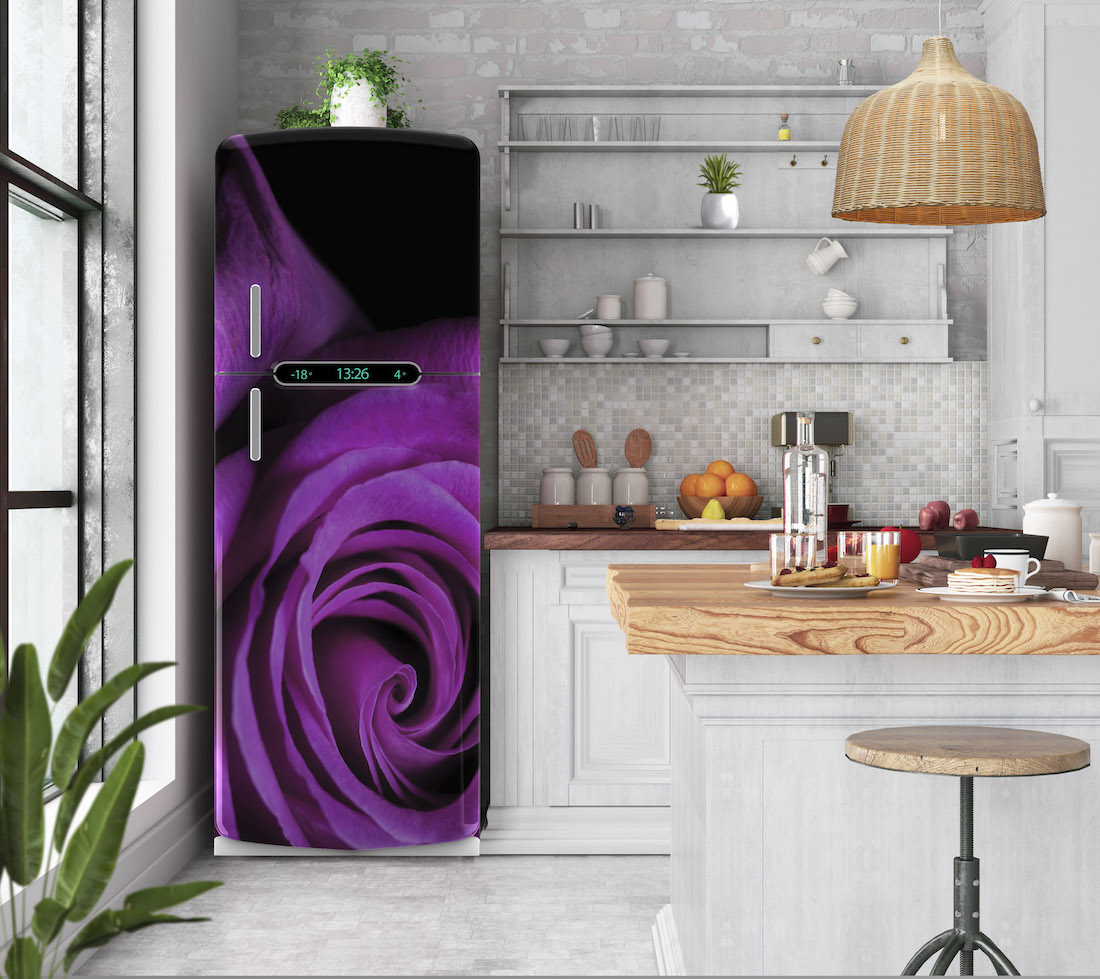 Αυτοκόλλητο ψυγείου μοβ τριαντάφυλλο PS298