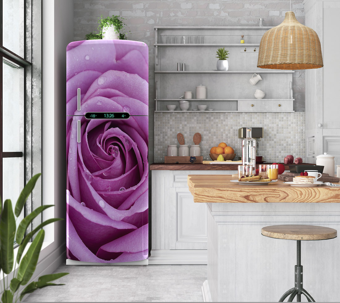 Αυτοκόλλητο ψυγείου ροζ τριαντάφυλλο PS299