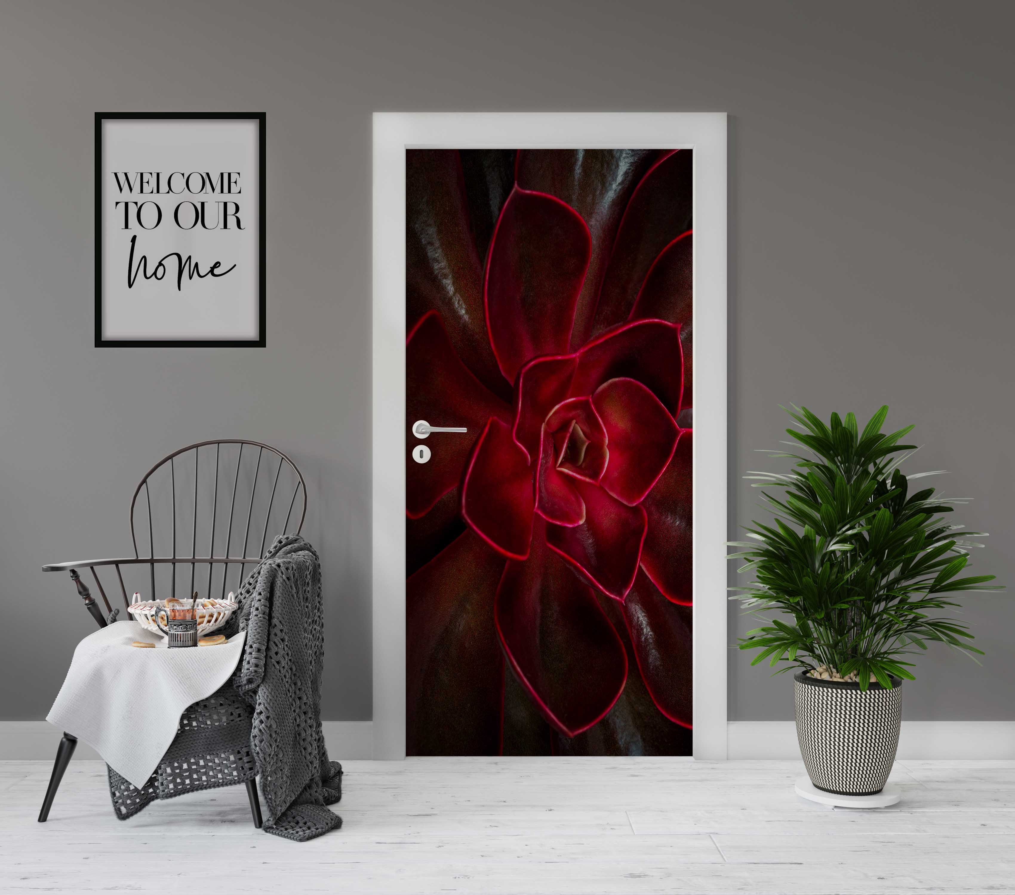 Αυτοκόλλητο Πόρτας Κόκκινο λουλούδι DR6