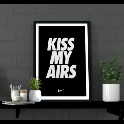 Ξύλινο Κάδρο Kiss My Airs Black & White 30X40cm SNK136