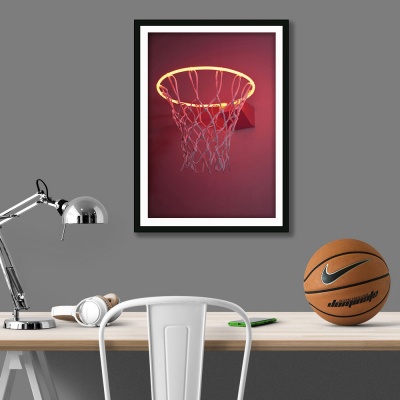 Ξύλινο Κάδρο Neon Basket Rim 30X40cm SNK192