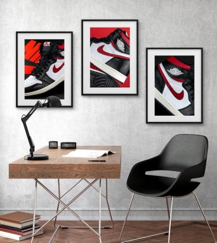 Σετ Ξύλινων Κάδρων Red & Black Sneakers KDS004