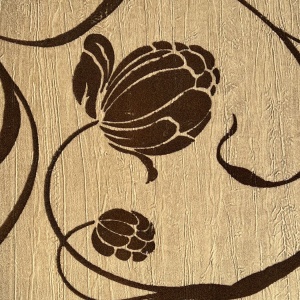 Ανάγλυφη Ταπετσαρία Τοίχου Σαμπανιζέ Με Καφέ Λουλούδια 11958 0,70cm x 10m