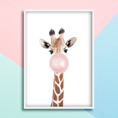 Παιδικό κάδρο PVC 22x31cm Giraffe pink bubble KD377A