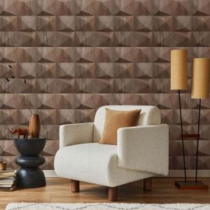 Ταπετσαρία τοίχου ξύλινα τουβλάκια καφέ-μπεζ 34852 0,53 X10.05