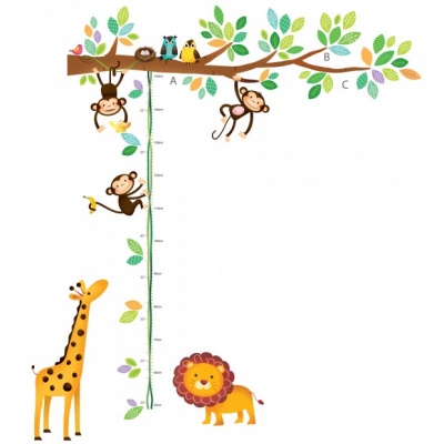 stick678 Παιδικά Αυτοκόλλητα Τοίχου Υψομετρητής Κλαδί με μαϊμουδάκια 