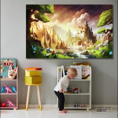KNV0322 Παιδικός πίνακας σε καμβά Μαγικό Δάσος