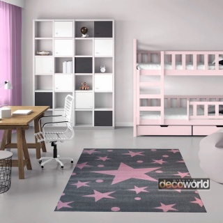 Παιδικό χαλί Stars - pink grey