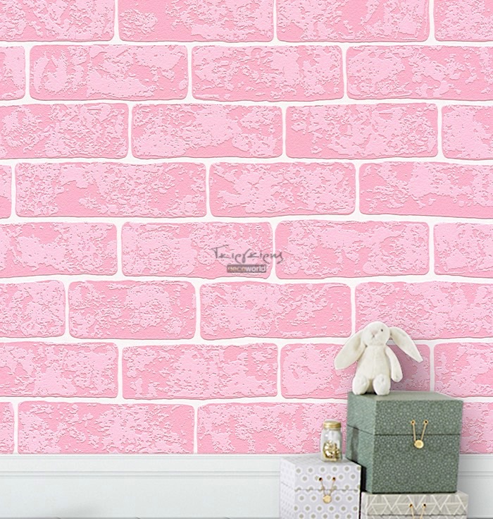 359812 Παιδική ταπετσαρία τοίχου με ροζ τούβλο