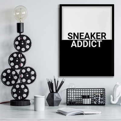 Ξύλινο Κάδρο Black & White Sneaker Addict 30X40cm SNK15