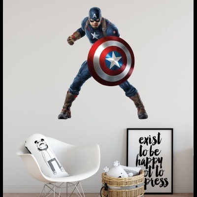 Παιδικό Αυτοκόλλητο Τοίχου - Captain America - Superheroes - Stick865