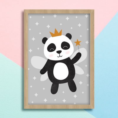 Παιδικό ξύλινο κάδρο 23x32cm Panda Fairy KD466