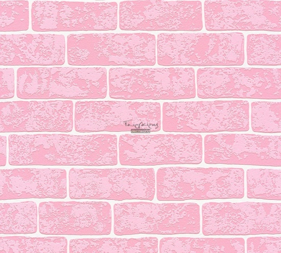 359812 Παιδική ταπετσαρία τοίχου με ροζ τούβλο